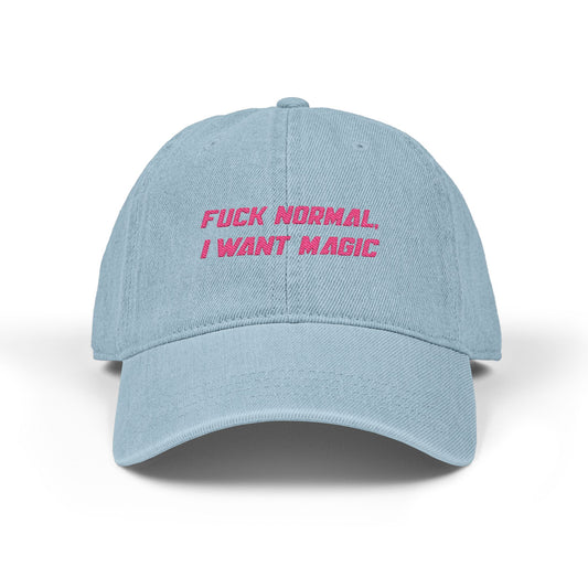 Denim OTTO Hat, I Want Magic. DJ Logo