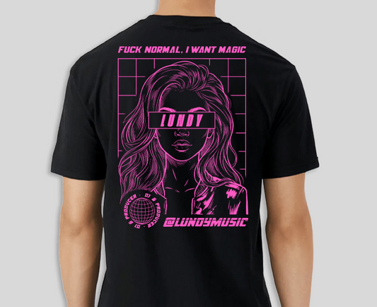 A. Regular LUNDY Tee White or Black with Pink Graphic
