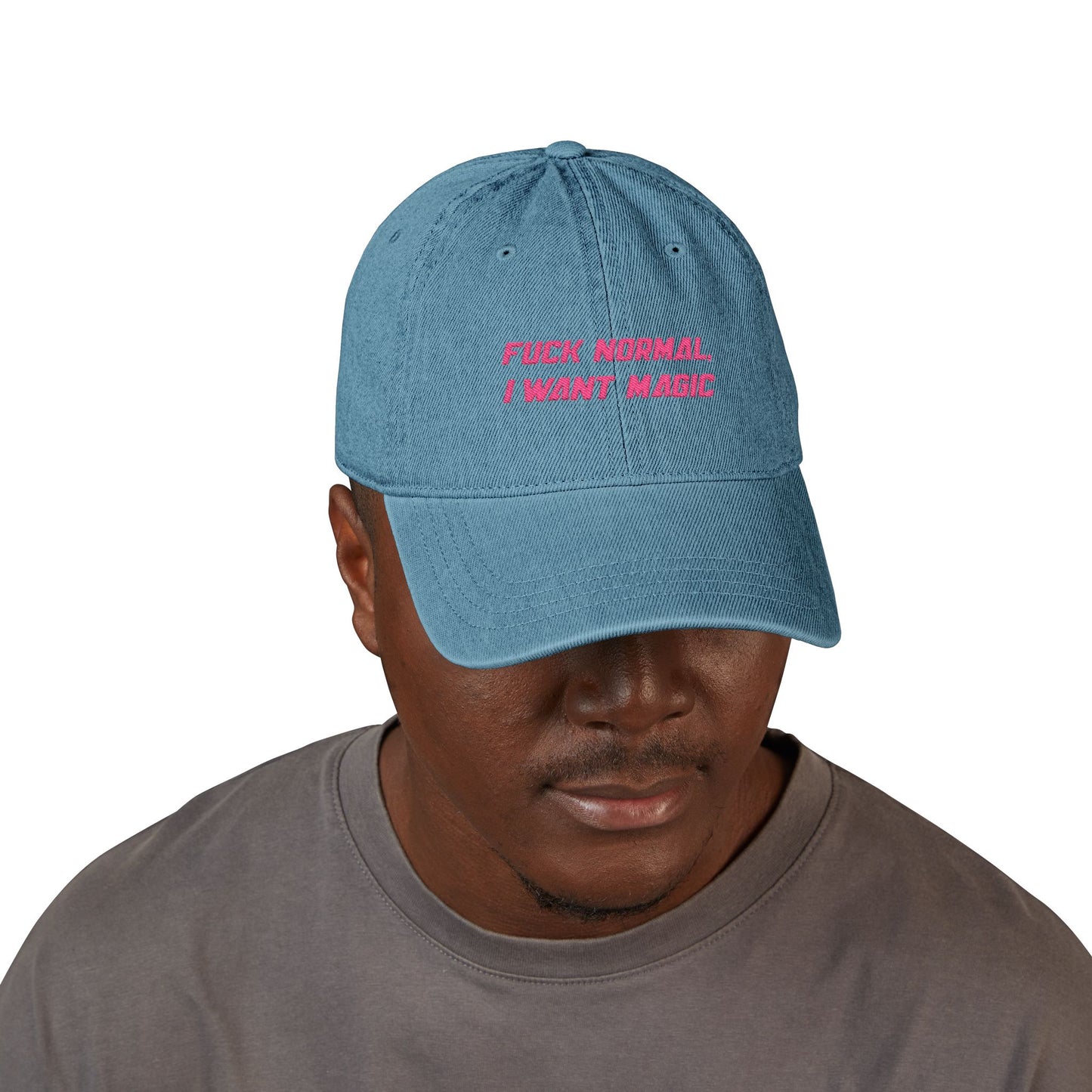 Denim OTTO Hat, I Want Magic. DJ Logo
