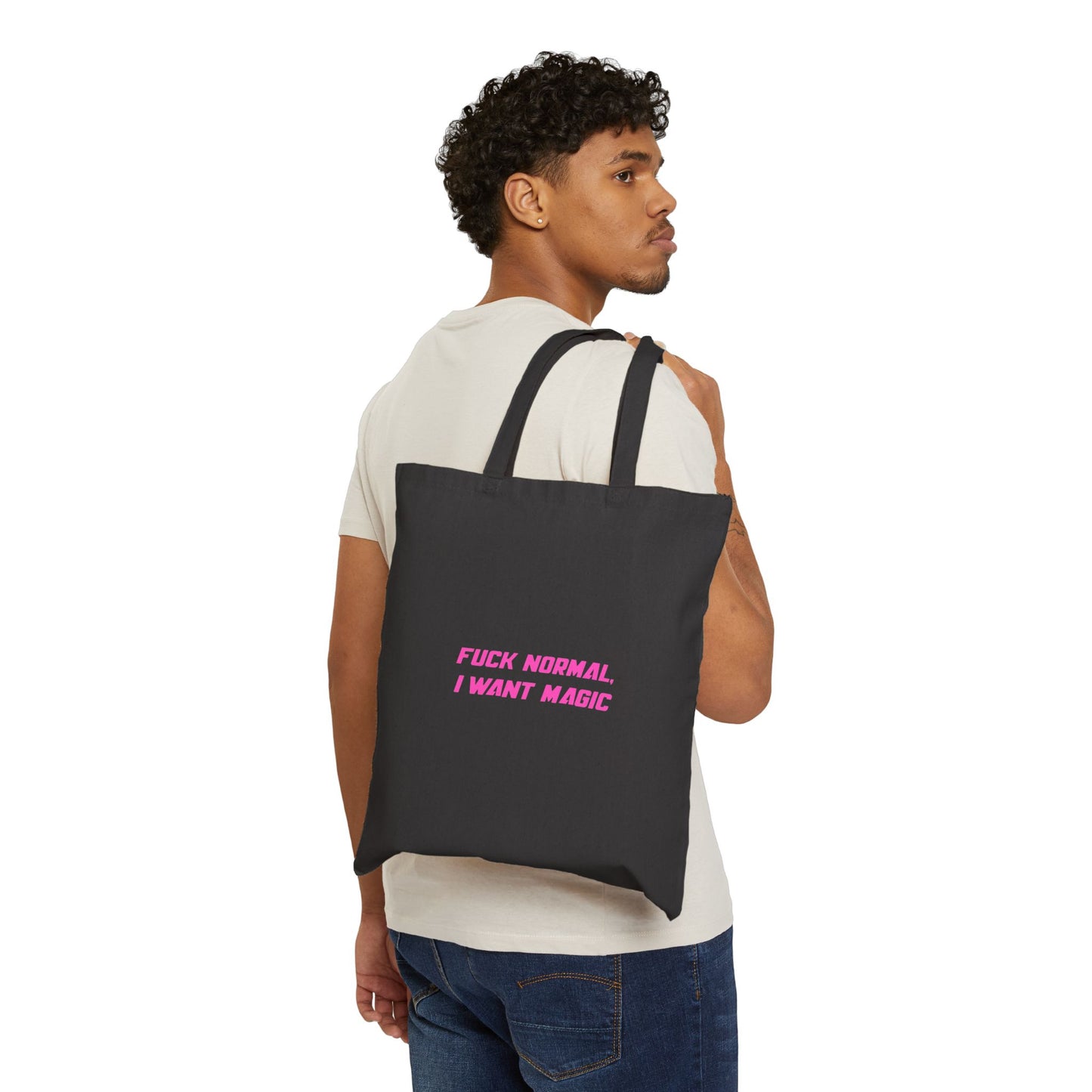 Tote Bag — "I Want Magic" Pink Aesthetic Canvas Tote -md