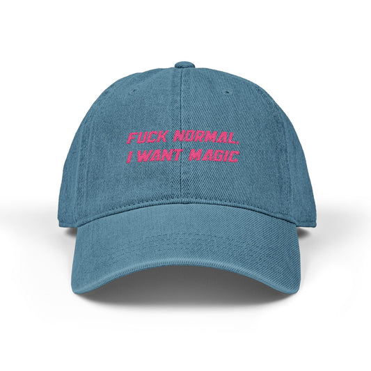 M. Denim OTTO Hat, I Want Magic. LUNDY Logo