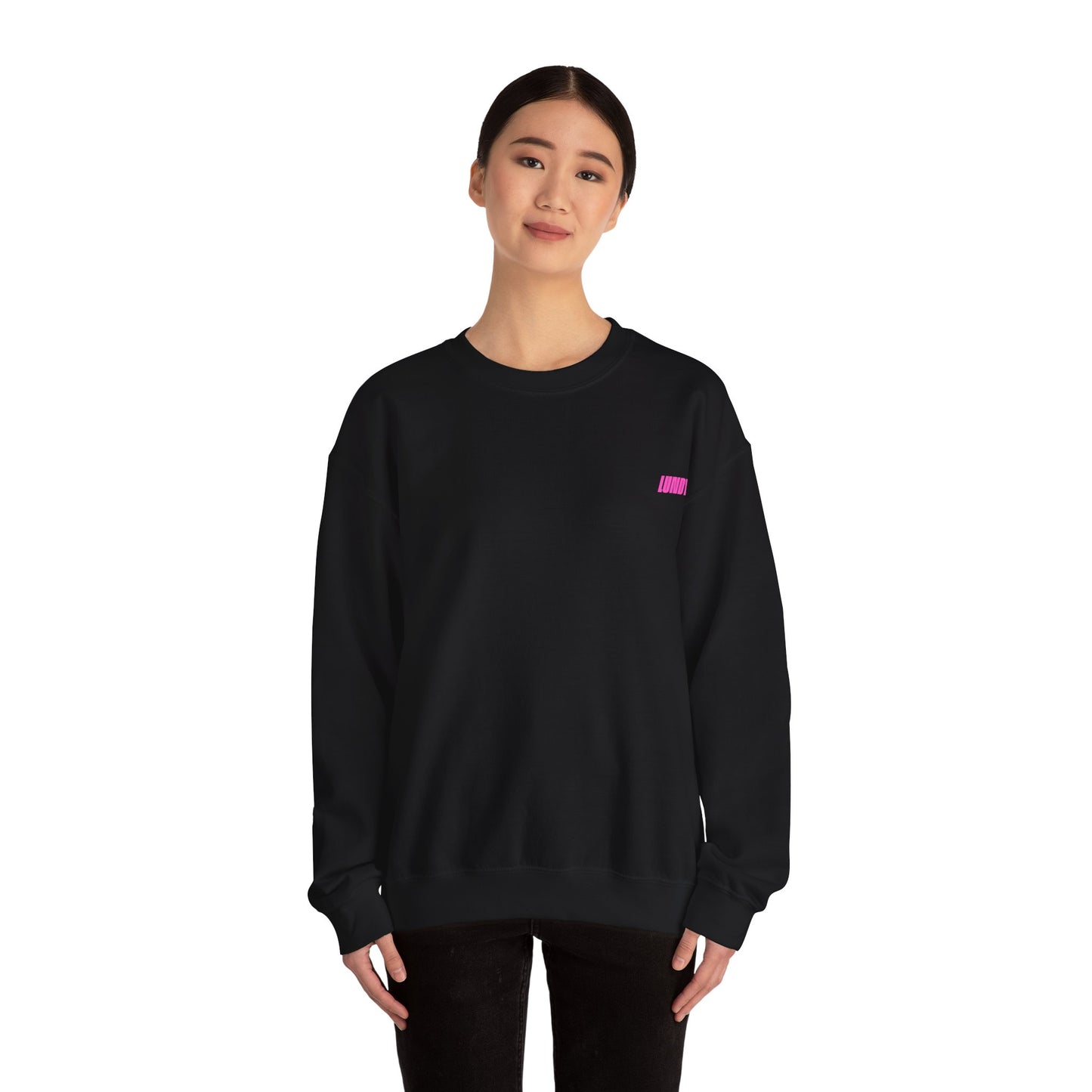 Crewneck Sweatshirt — Pink Retro Girl Graphic “F**k Normal I Want Magic” -md