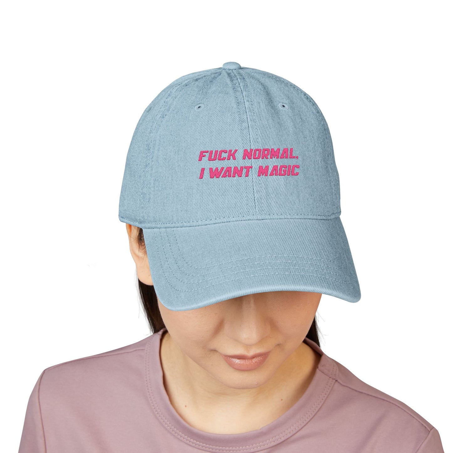 Denim OTTO Hat, I Want Magic. DJ Logo