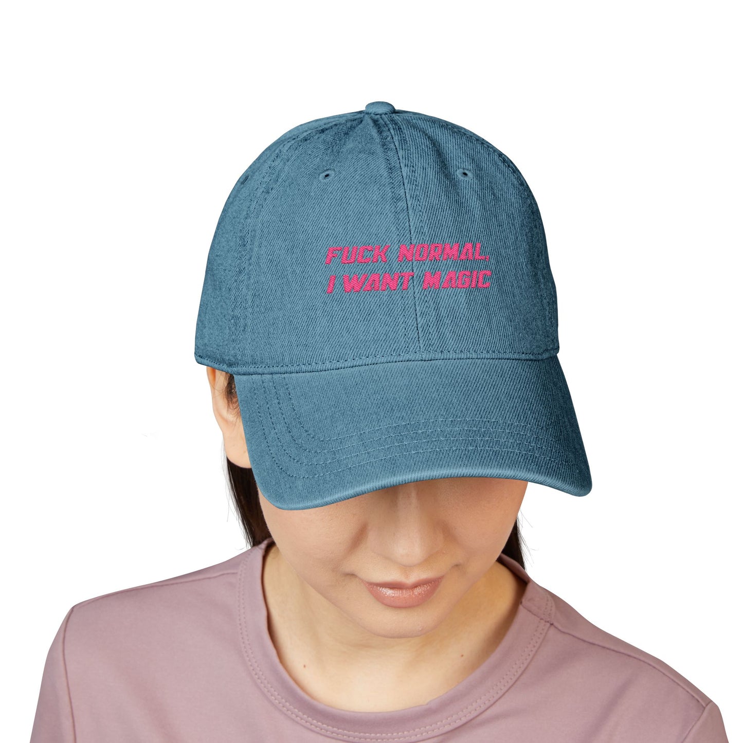 Denim OTTO Hat, I Want Magic. DJ Logo