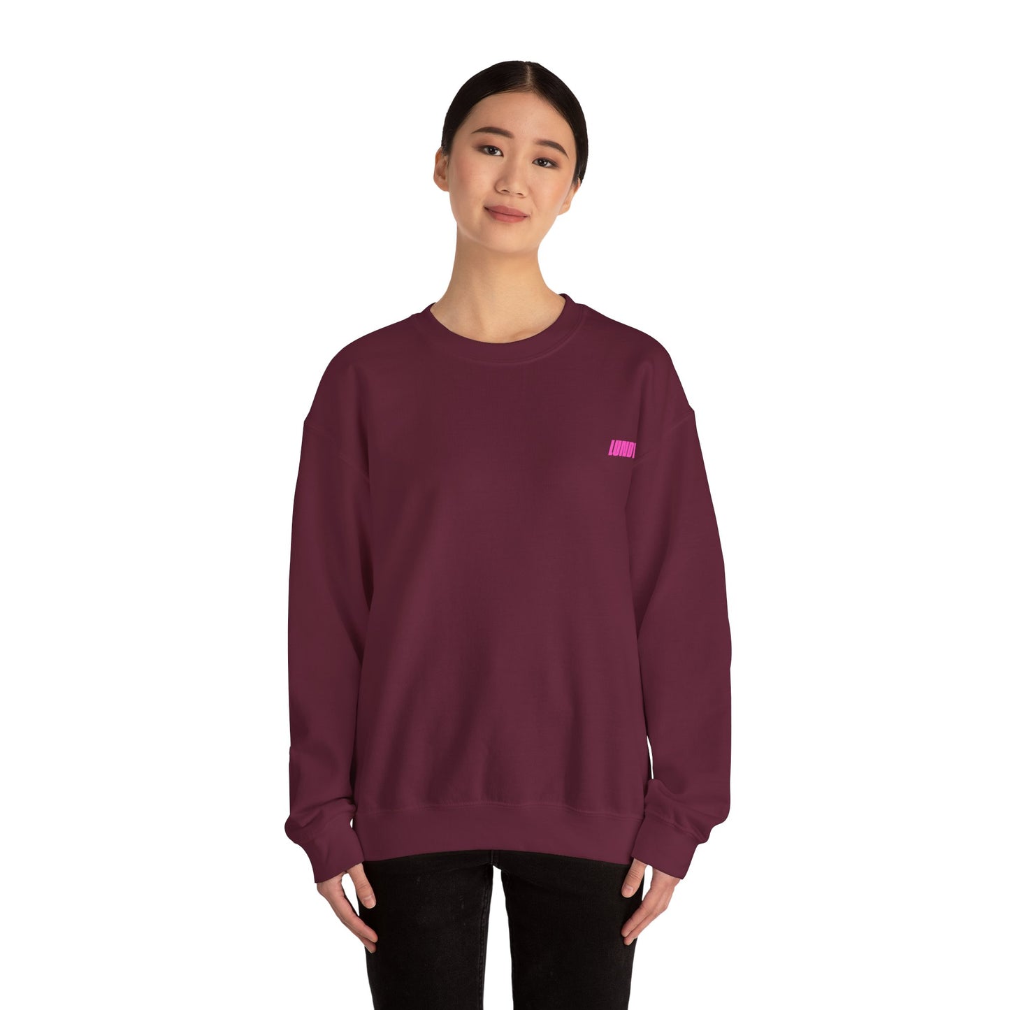 Crewneck Sweatshirt — Pink Retro Girl Graphic “F**k Normal I Want Magic” -md