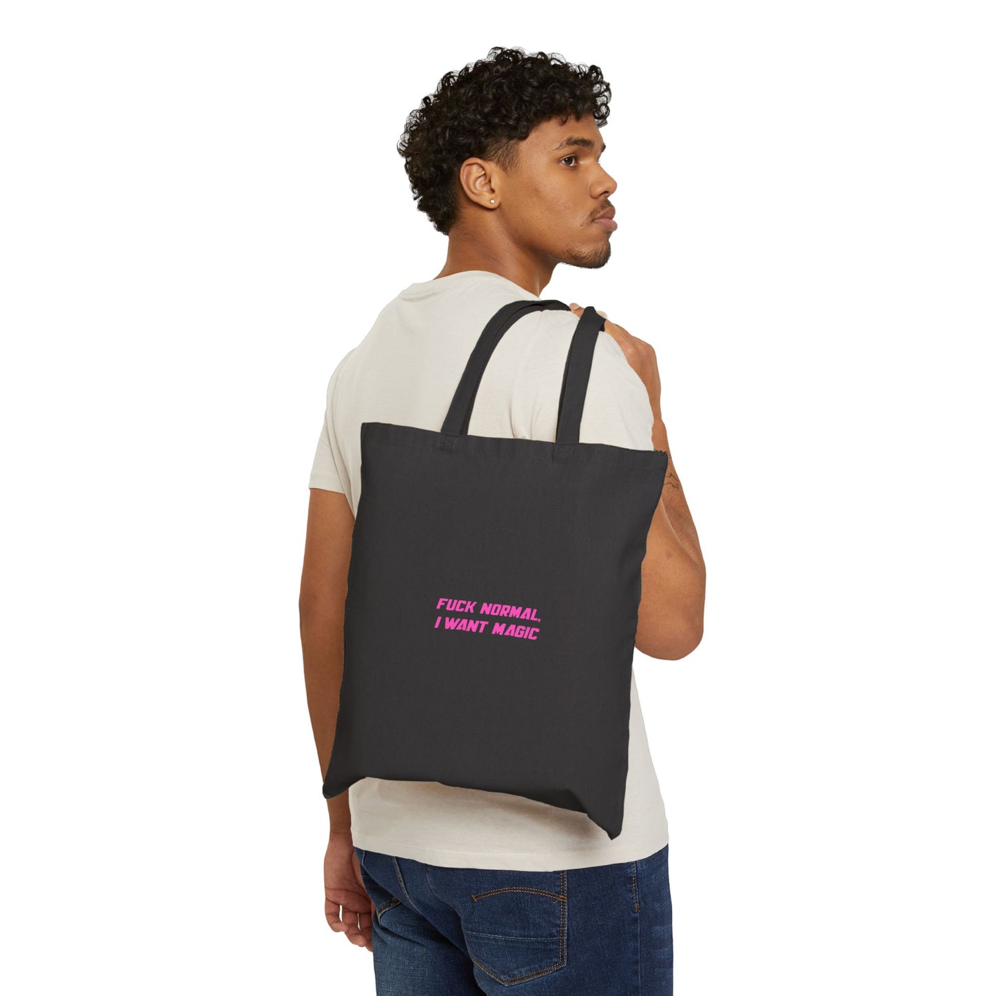 I. Tote Bag — "I Want Magic" Pink Aesthetic Canvas Tote -md