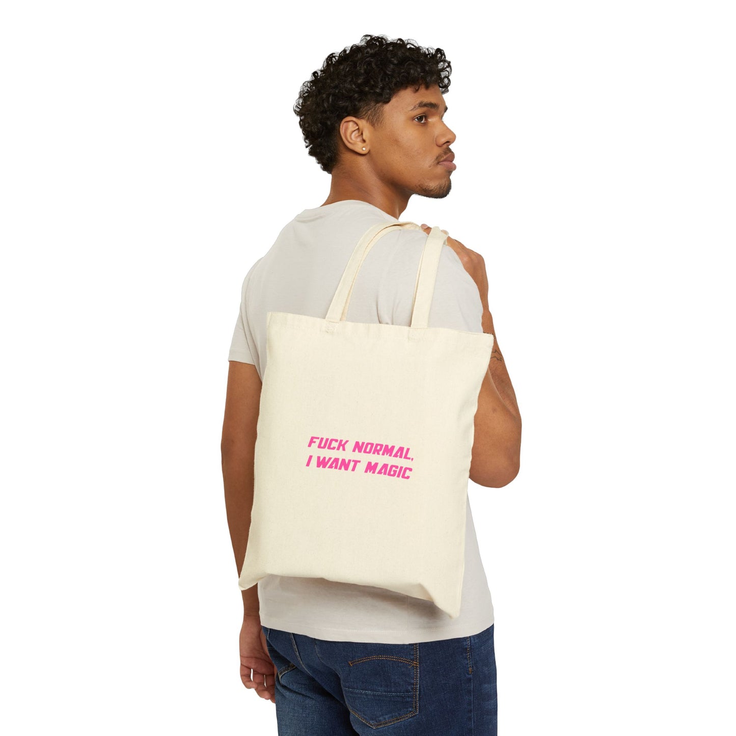 Tote Bag — "I Want Magic" Pink Aesthetic Canvas Tote -md