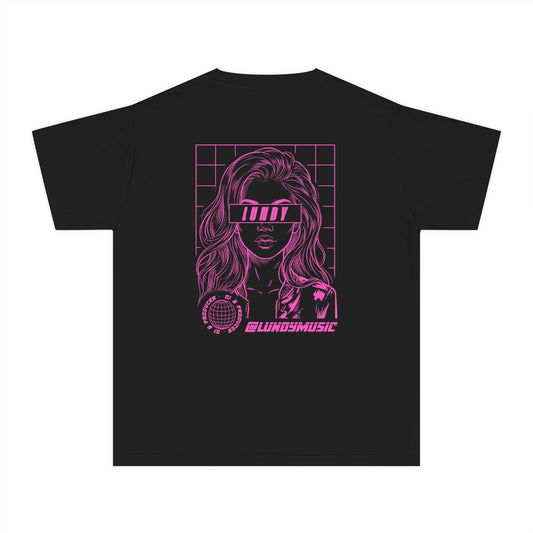 D. Youth/Kids Tee — Retro Pink 'LUNDY' Graphic Backprint -MD