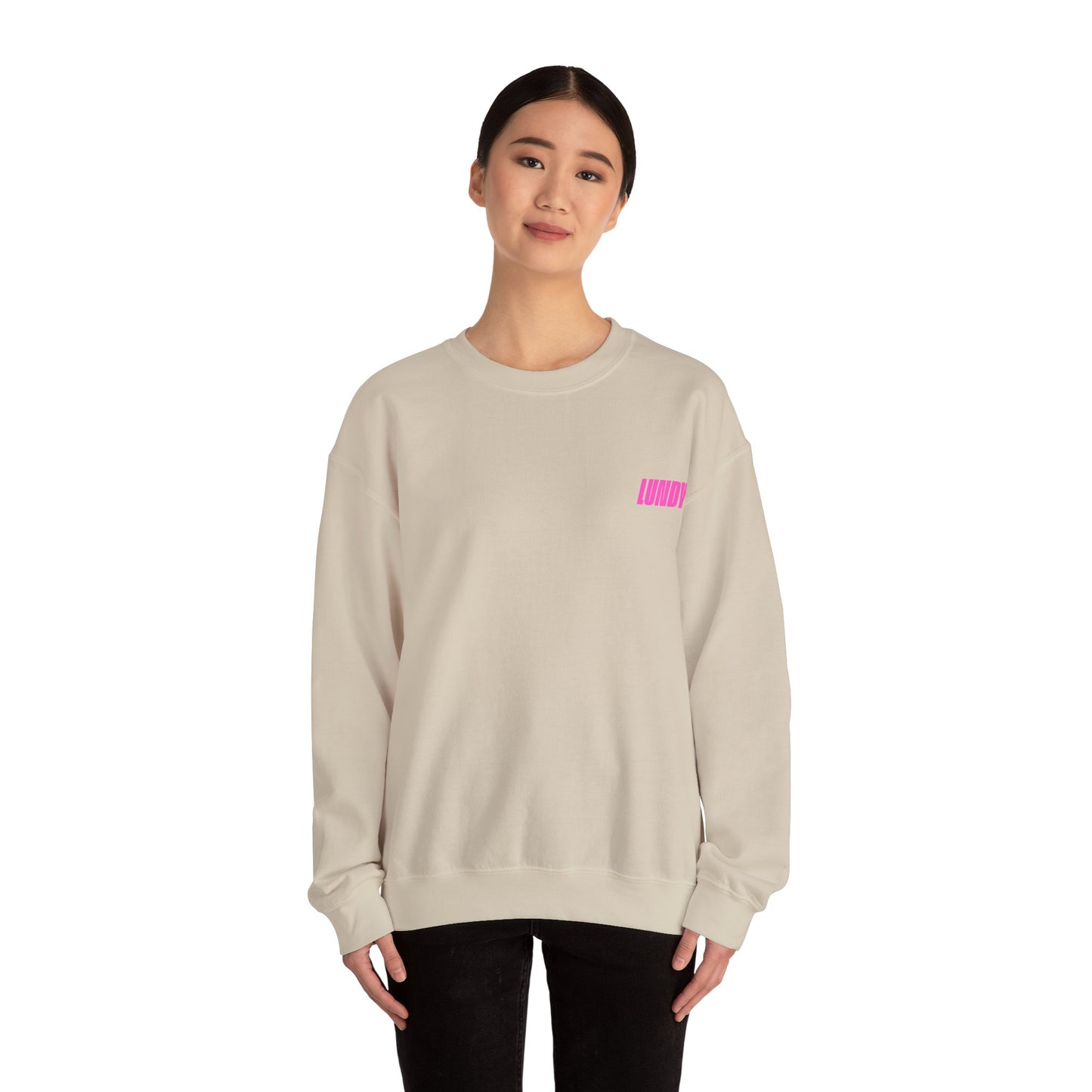 Crewneck Sweatshirt — Pink Retro Girl Graphic “F**k Normal I Want Magic” -md