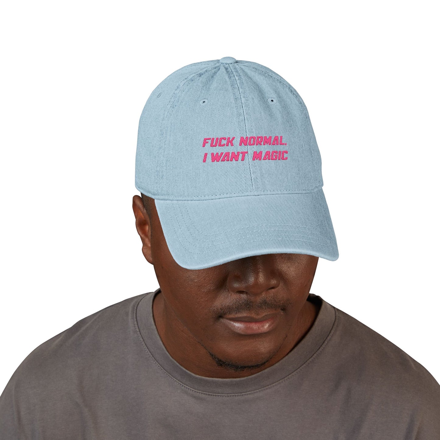 Denim OTTO Hat, I Want Magic. DJ Logo