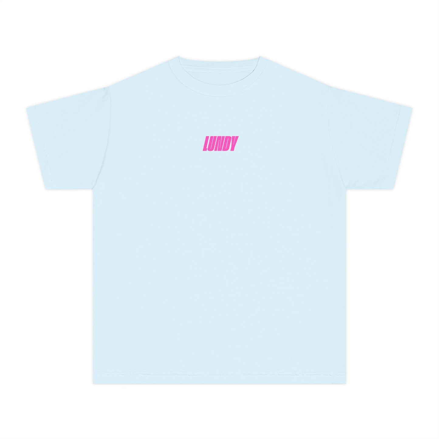 D. Youth/Kids Tee — Retro Pink 'LUNDY' Graphic Backprint -MD