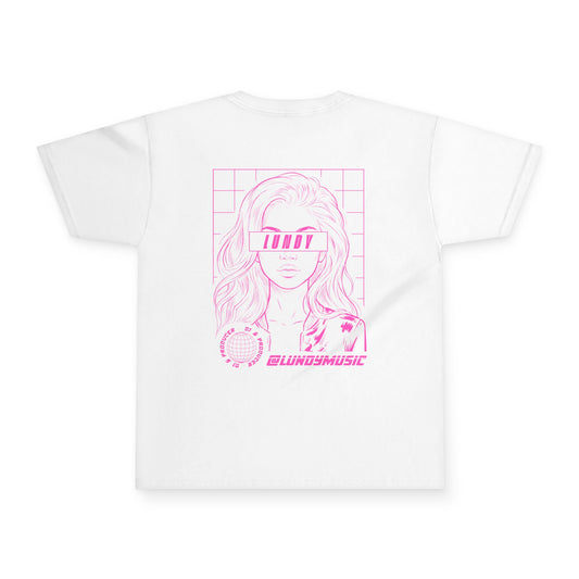 KIDS Youth Tee — Pink "LUNDY" Graphic