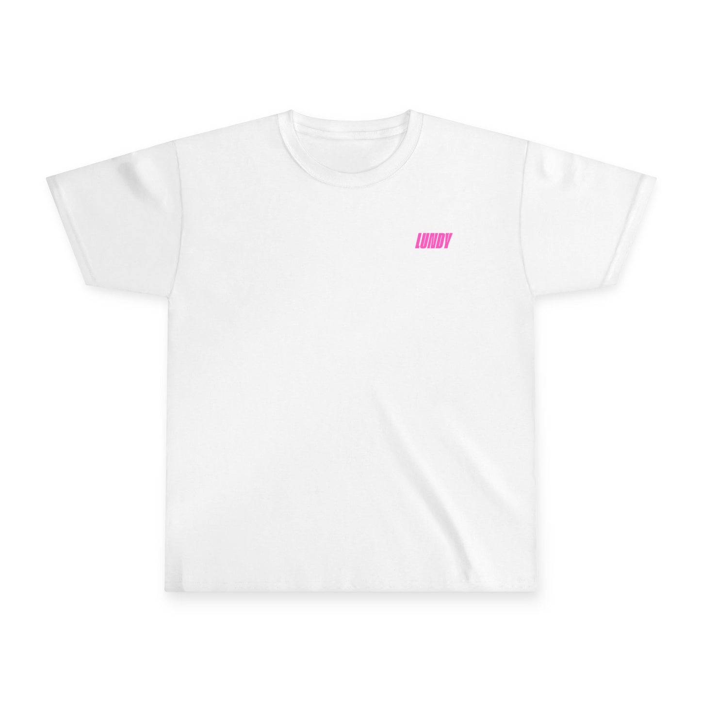 KIDS Youth Tee — Pink "LUNDY" Graphic