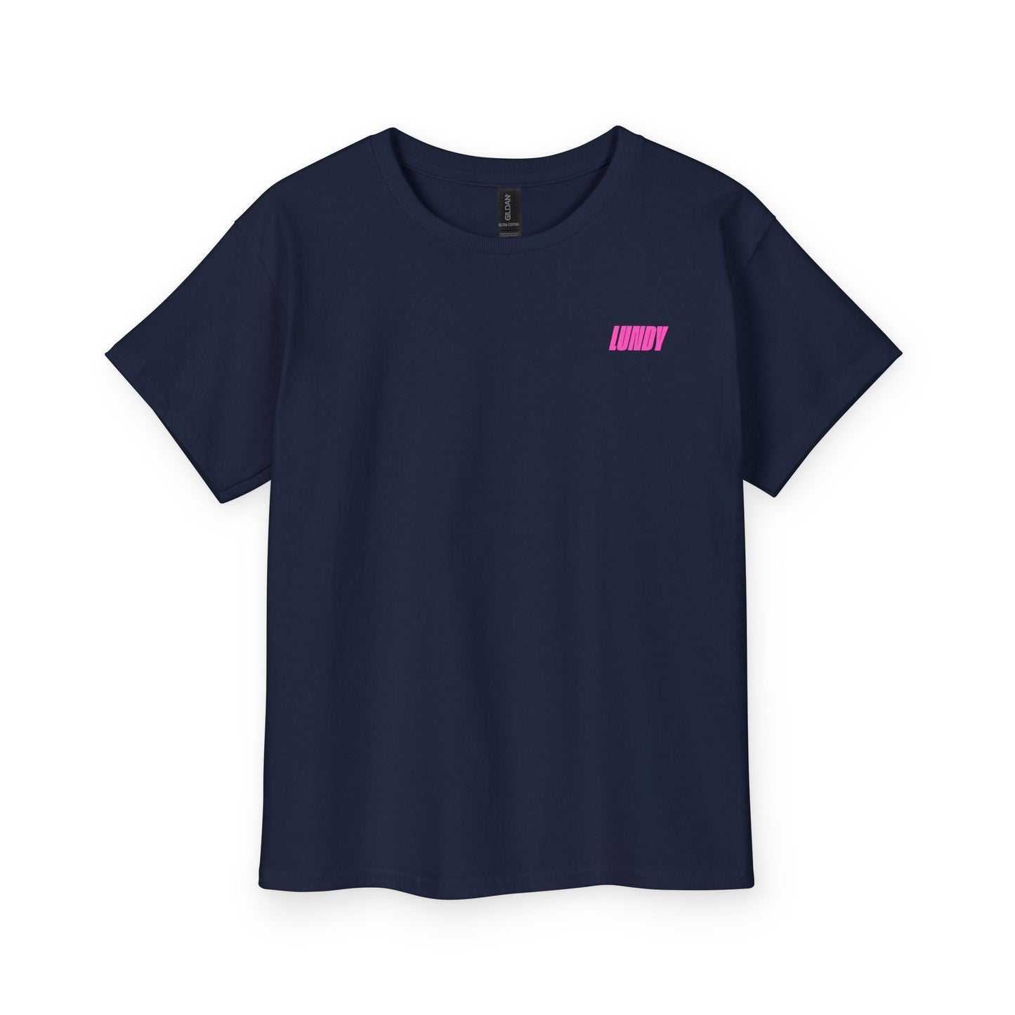 KIDS Youth Tee — Pink "LUNDY" Graphic
