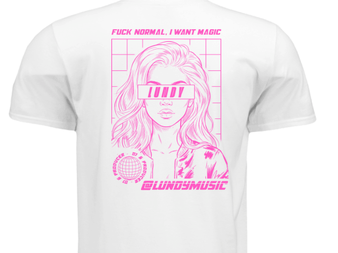 A. Regular LUNDY Tee White or Black with Pink Graphic