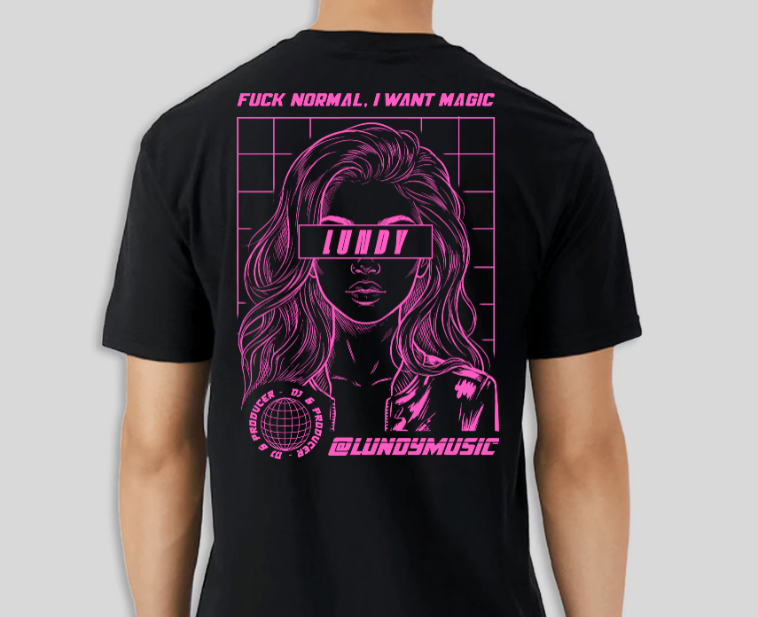 A. Regular LUNDY Tee White or Black with Pink Graphic
