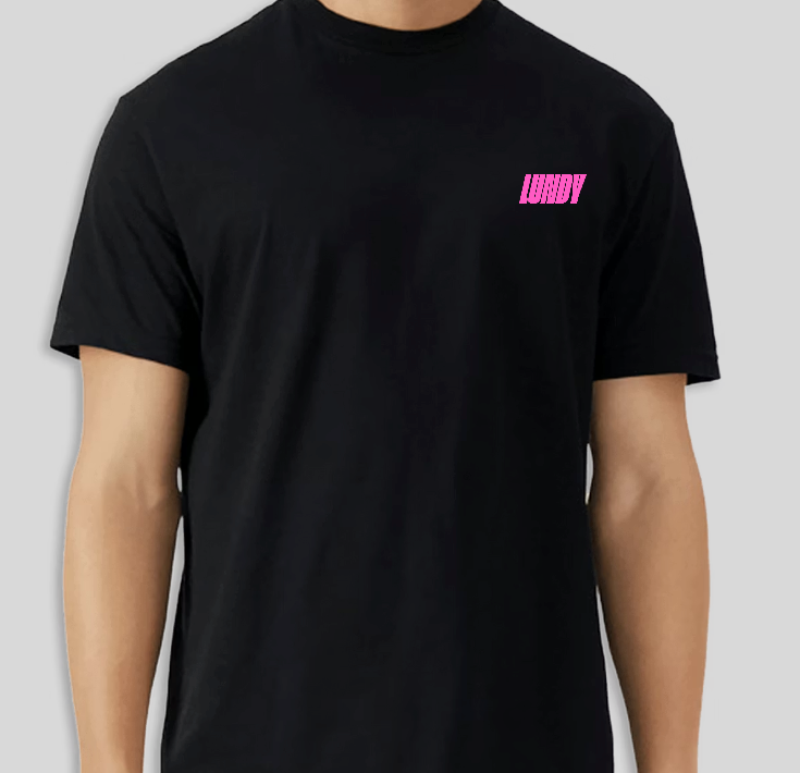 A. Regular LUNDY Tee White or Black with Pink Graphic